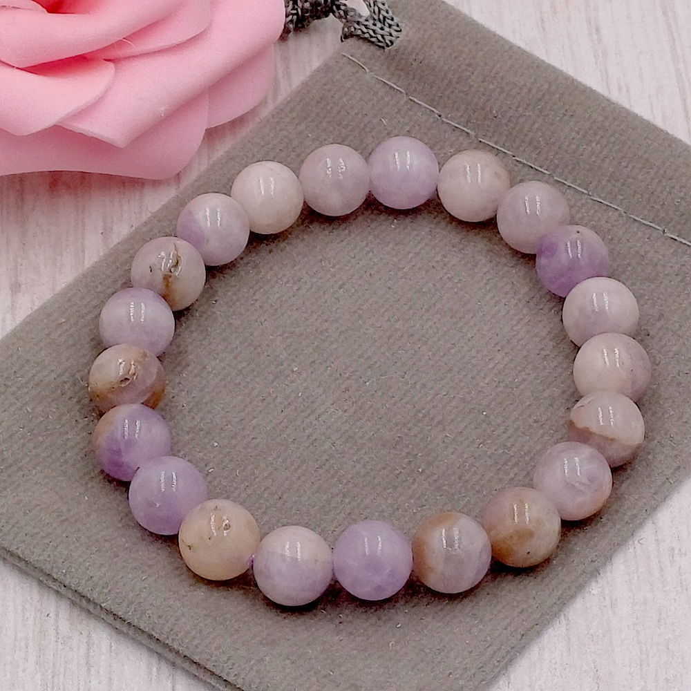 🆕New Lavender Jade Healing Crystal Gemstone 10mm Bracelet